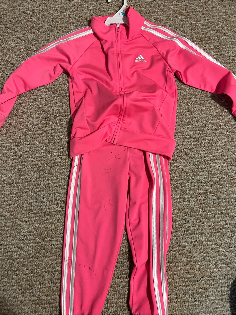 adidas Pink Girls Two-Piece Zip Jacket & Track Pants Set